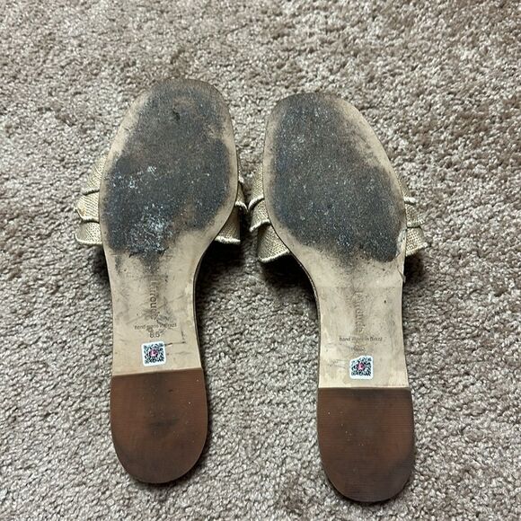 Larroudé Ivy Ruffle Flat Mule In Beige Raffia - Picture 3 of 6